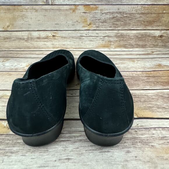 Ecco Womens Black Perforated Suede Leather Flat Comfort Shoes 10-10.5/41 - Picture 3 of 6